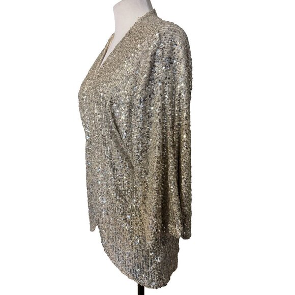 Cable & Gauge Sequin Jacket L Large Gold Wedding Formal Party Cruise Holiday NEW - Picture 6 of 12